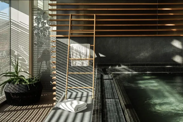 Pool- und Spa-Bereich von Recover Society mit Tageslicht